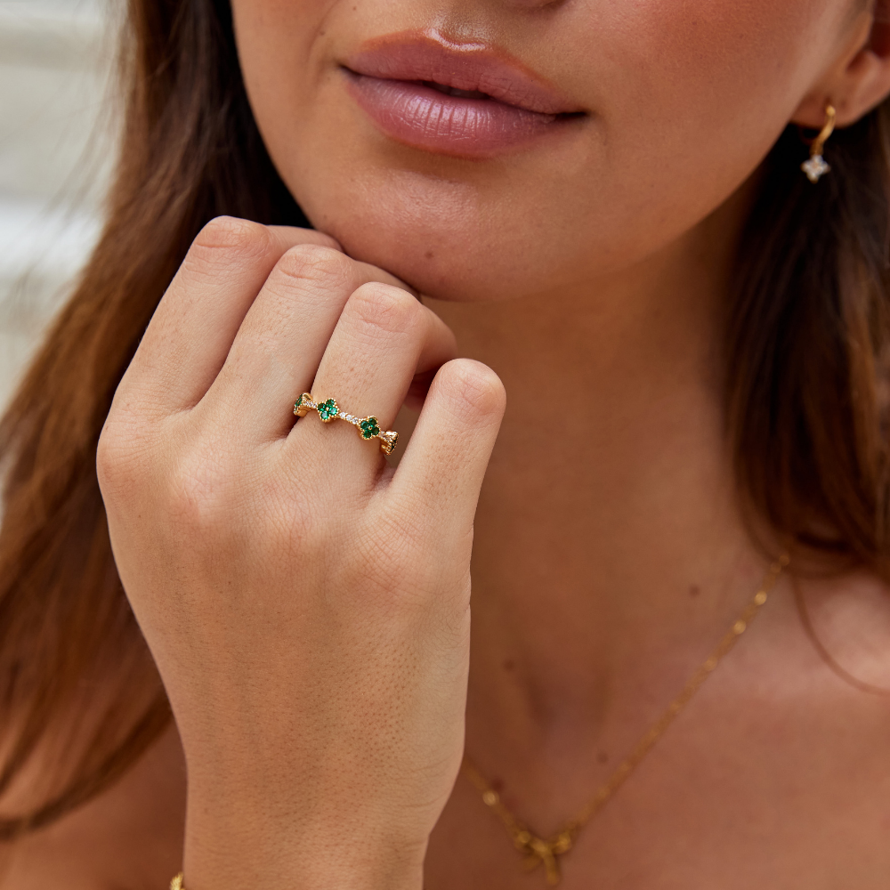 幸運 - クローバークリスタルリング