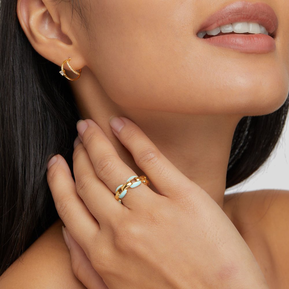 青いレイヤーのチェーンリング