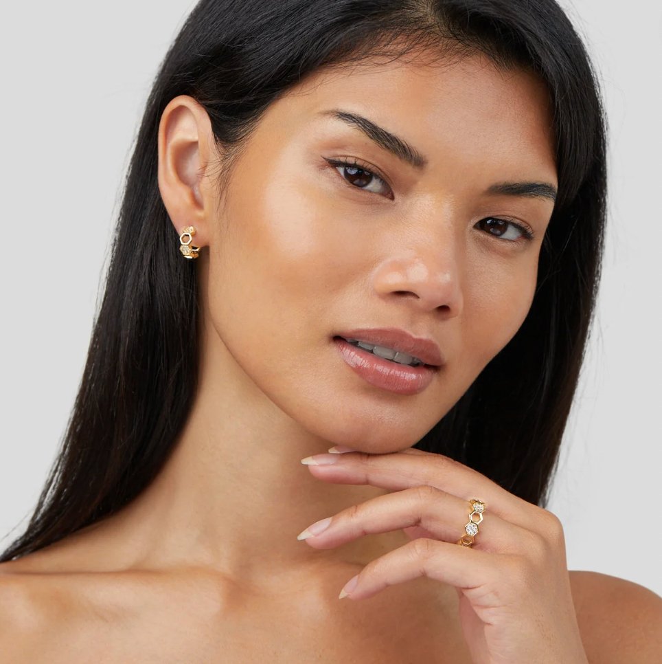 ビーネ - ゴールド＆クリスタルリング