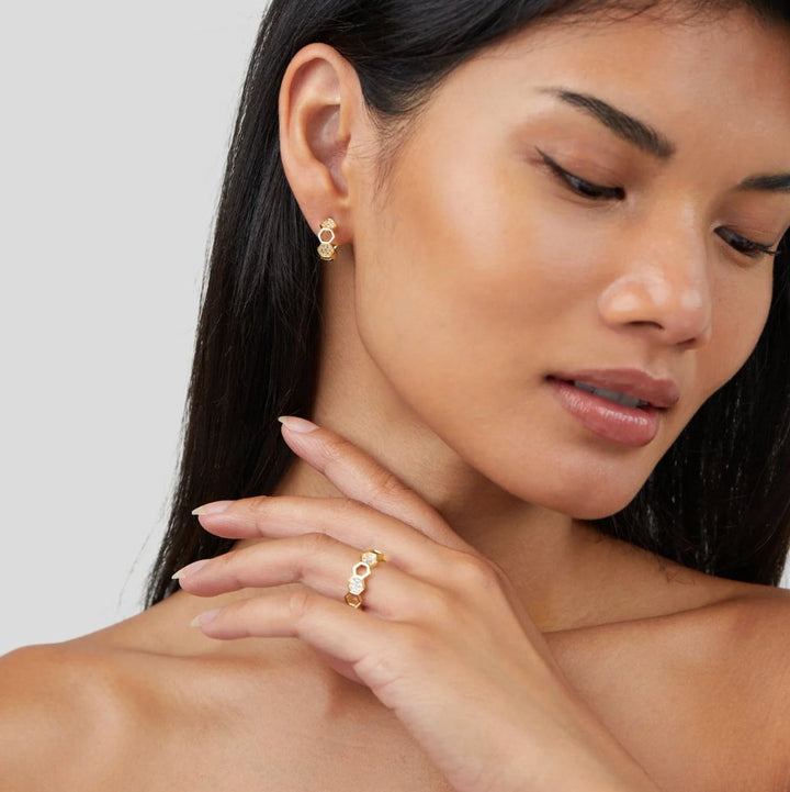 ビーネ - ゴールド＆クリスタルリング