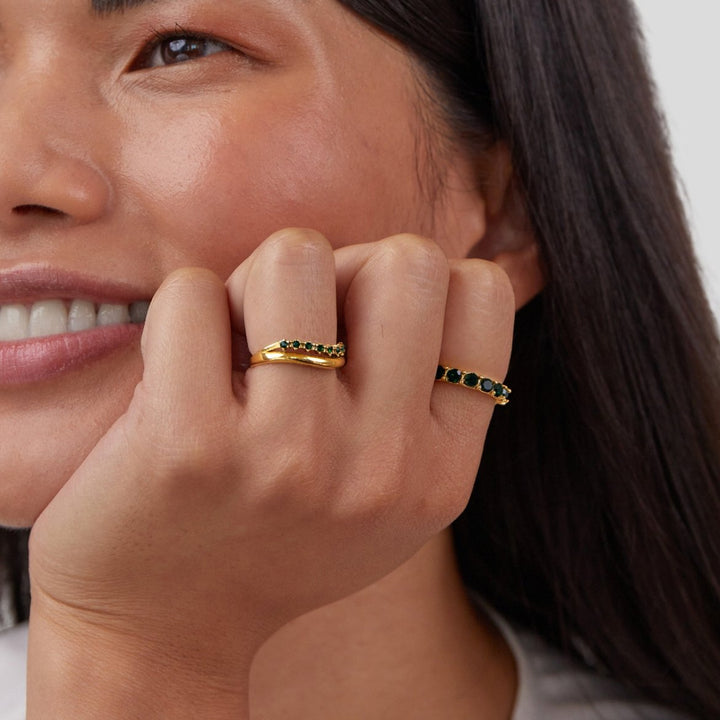 メアリー - エメラルドグリーンの層状リング